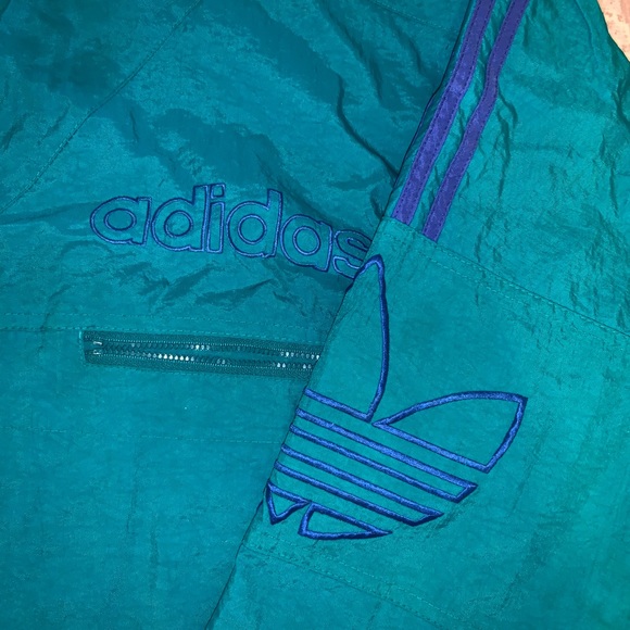 Vintage Adidas Windbreaker Men’s L Teal/Royal Blue - Picture 3 of 16
